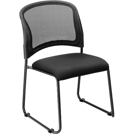 Mesh Stacking Chair, Fabric, Black, Armless, Mid Back